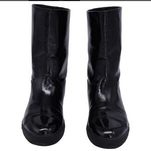 Miu Miu Shiny Black patent calf leather boots size 39.5